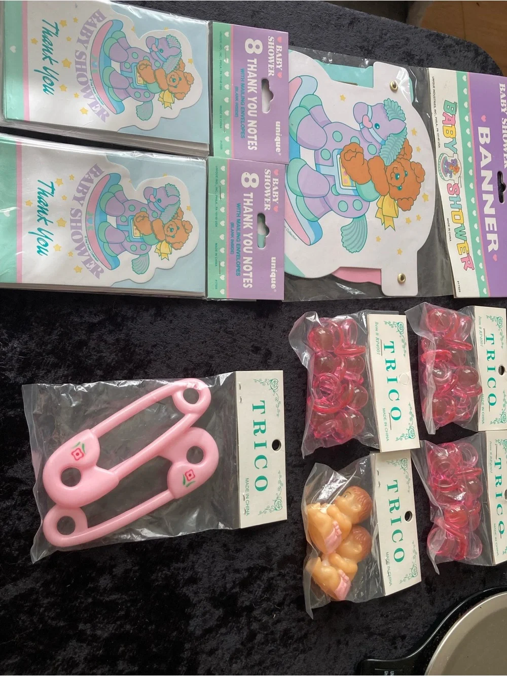 Baby Shower Decorations Set - Pink Baby Pins, Pacifiers & Thank You Notes